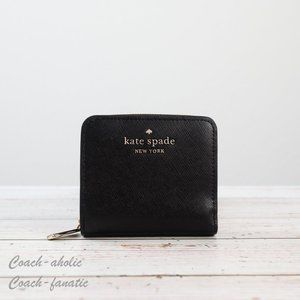 NWT Kate Spade New York Staci Leather Small Zip Around Wallet in Black